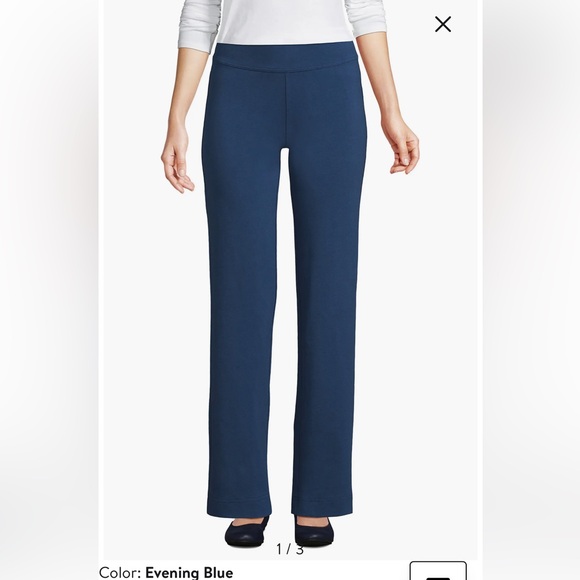 Lands' End Women’s Starfish Mid Rise Straight Leg Pants Evening Blue. Medium - Picture 2 of 11